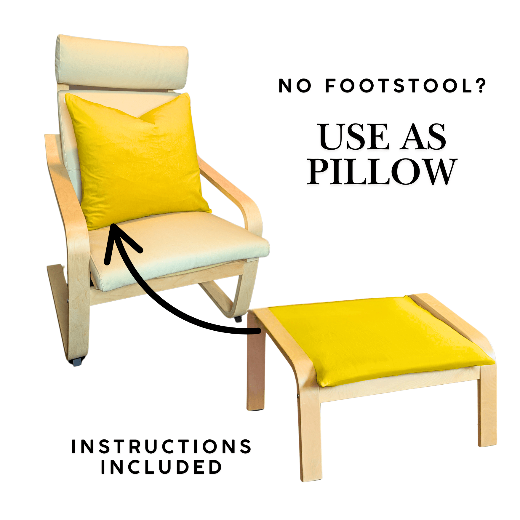 Rockin Cushions IKEA Adult Poang Velvet Gold Chair and Ottoman Covers, Compatible with IKEA Poang